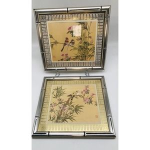 Bird Art Prints By George Nathan 1981 Birds Resting on Berry Branches Set Of Two